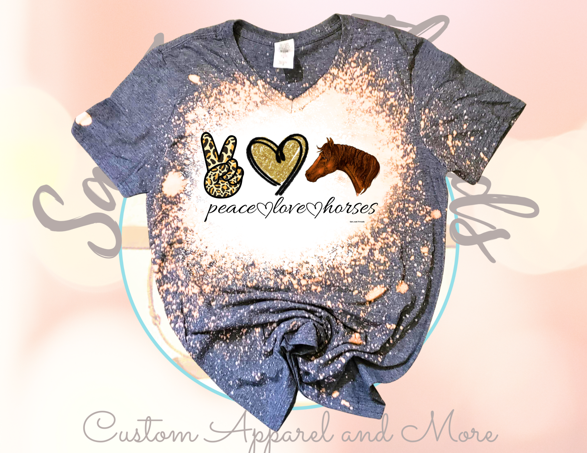 Peace Love Horses Bleached Tee