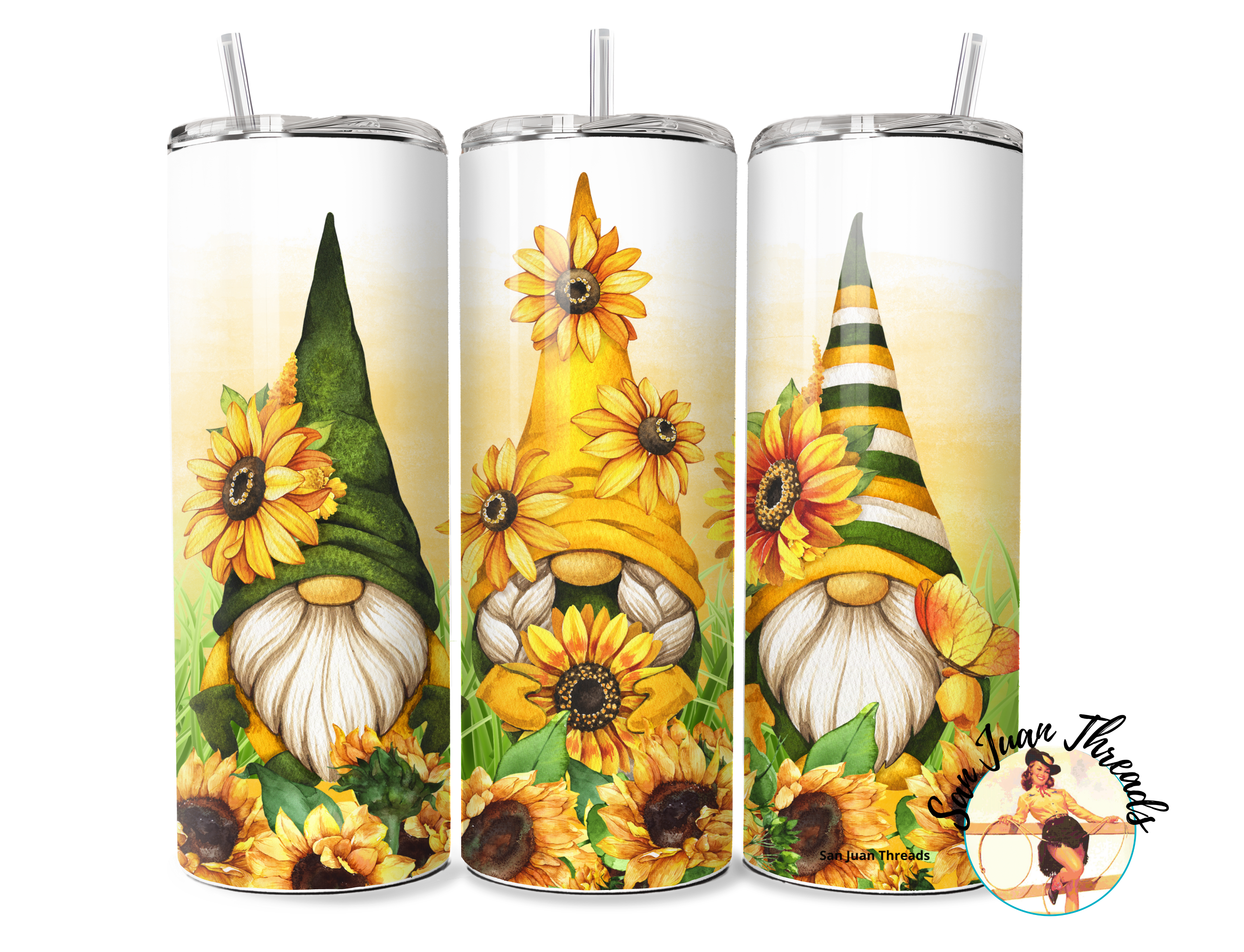 Sunflowers and Gnomes Tumbler