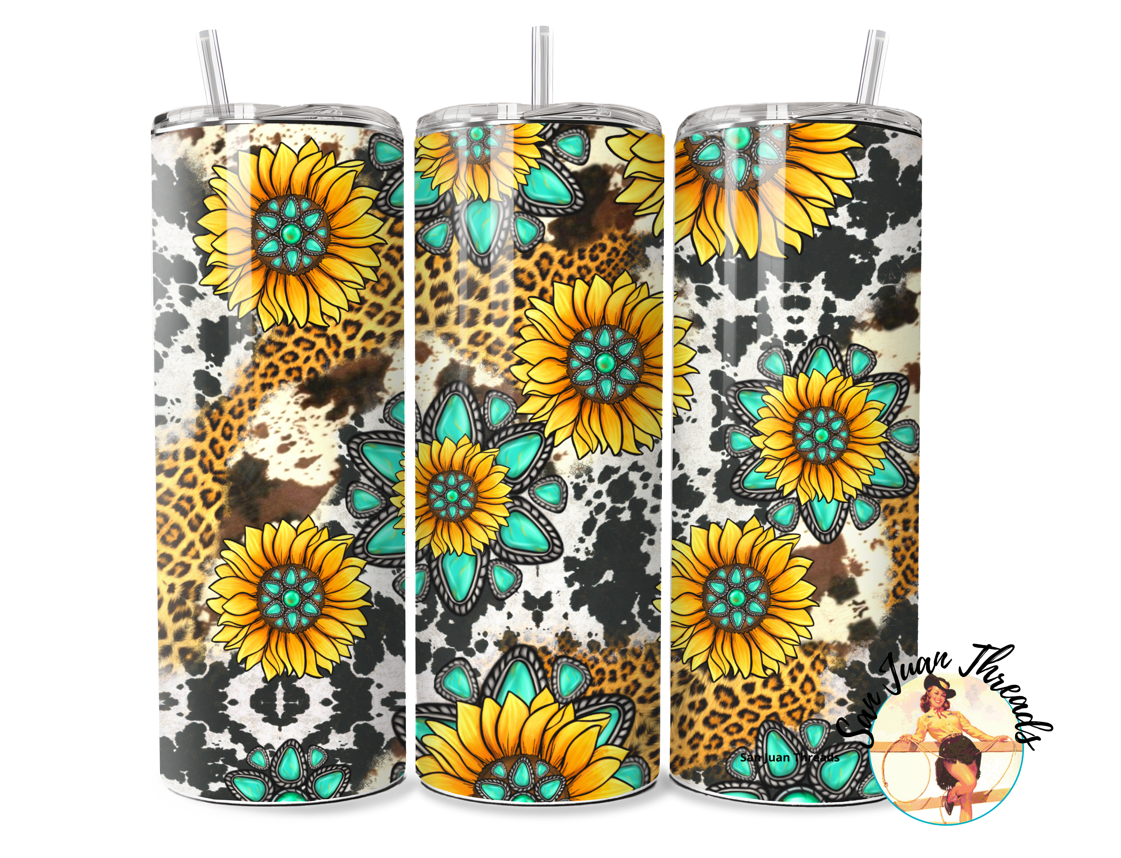 Sunflowers and Turquoise Tumbler