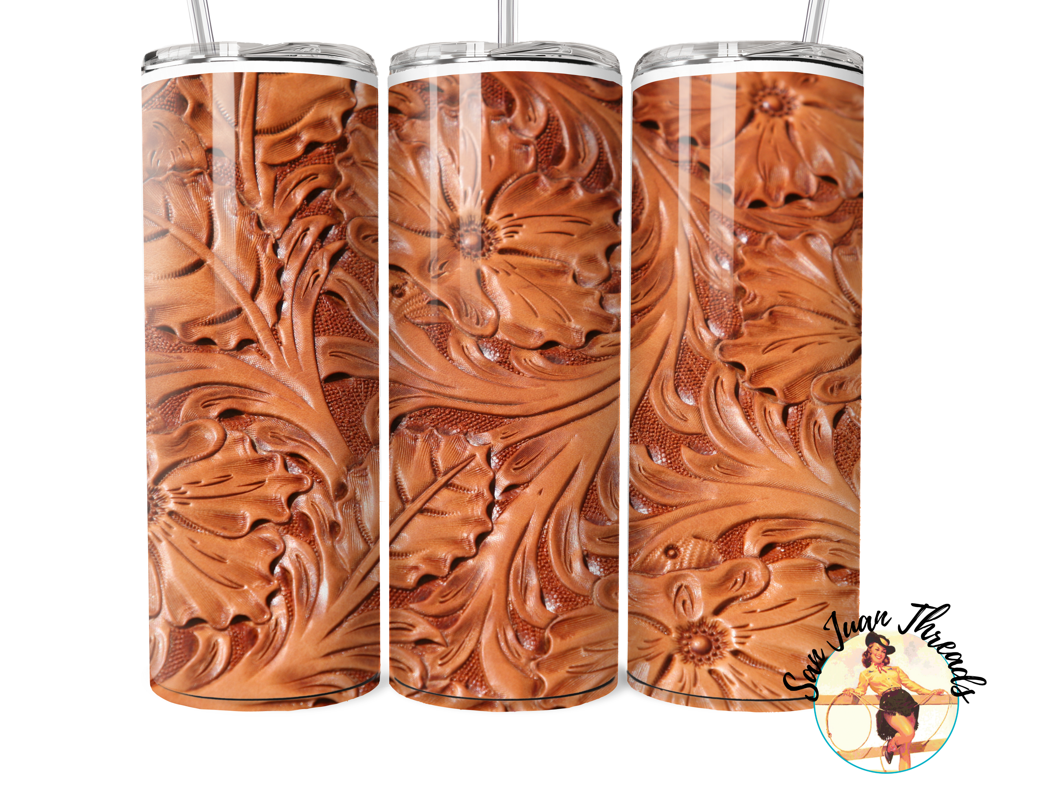 Tooled Leather Design Tumbler